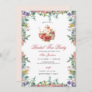 Invitation ALICE Blush Floral Bridal Tea Party Brunch Douche