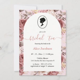 Invitation ALICE Blush Floral Bridal Tea Party Brunch Douche