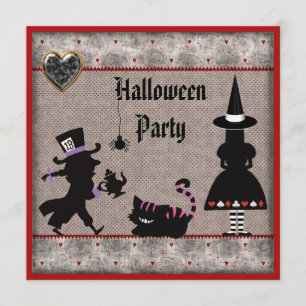 Invitation Alice, chapelier fou et partie de Halloween de