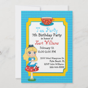 Invitation Alice dans la coutume d'anniversaire de thé du