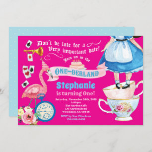Invitation Alice dans la fête du thé d'anniversaire de ONE de