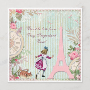 Invitation Alice dans l'anniversaire chic minable de Paris