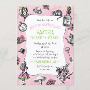 Invitation Alice dans le brunch de Pâques du pays des