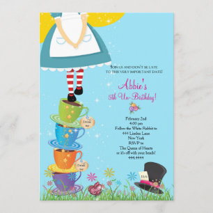 Invitation Alice dans l'invitation d'anniversaire du pays des