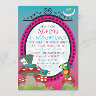 Invitation Alice dans l'invitation de thé d'anniversaire du
