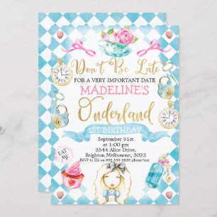 Invitation Alice dans l'Onederland 1er anniversaire Invitatio