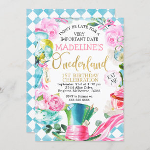 Invitation Alice dans l'Onederland 1er anniversaire Invitatio