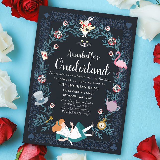 Invitation Alice dans l'Onederland Enfants 1er anniversaire I (Créateur téléchargé)