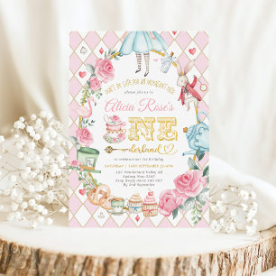 Invitation Alice dans ONEderland 1er anniversaire Mad Tea Par