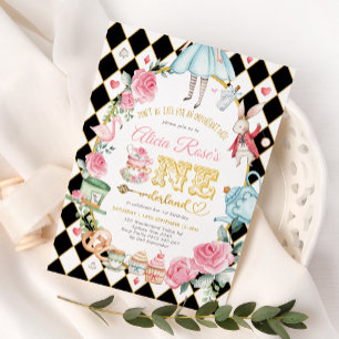 Invitation Alice dans ONEderland Mad Hatter Tea Party Anniver