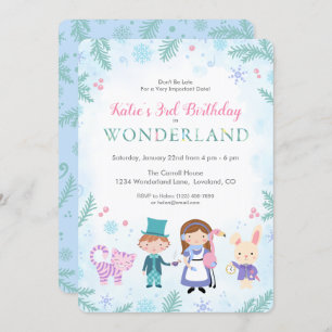 Invitation Alice d'hiver au pays des merveilles Filles Annive