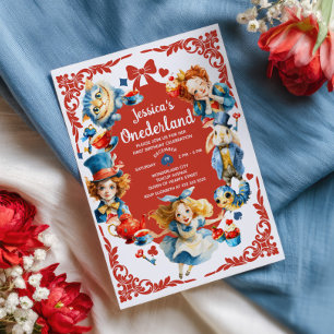 Invitation Alice élégante dans ONEDERLAND Cute 1er Anniversai