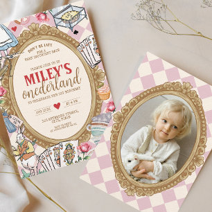 Invitation Alice en ONEDERLAND 1er anniversaire Thé Vintage P