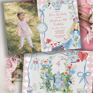 Invitation Alice enchantée colorée au pays des merveilles Ann