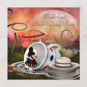 Invitation Alice et Flamant rose Wonderland