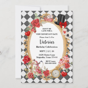 Invitation Alice Fantaisiste Chapeau Fou Anniversaire Wonderl