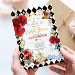 Invitation Alice florale rouge au pays des merveilles Thé à l<br><div class="desc">Célébrez votre douche nuptiale avec cette invitation fantastique d'Alice au pays des merveilles</div>