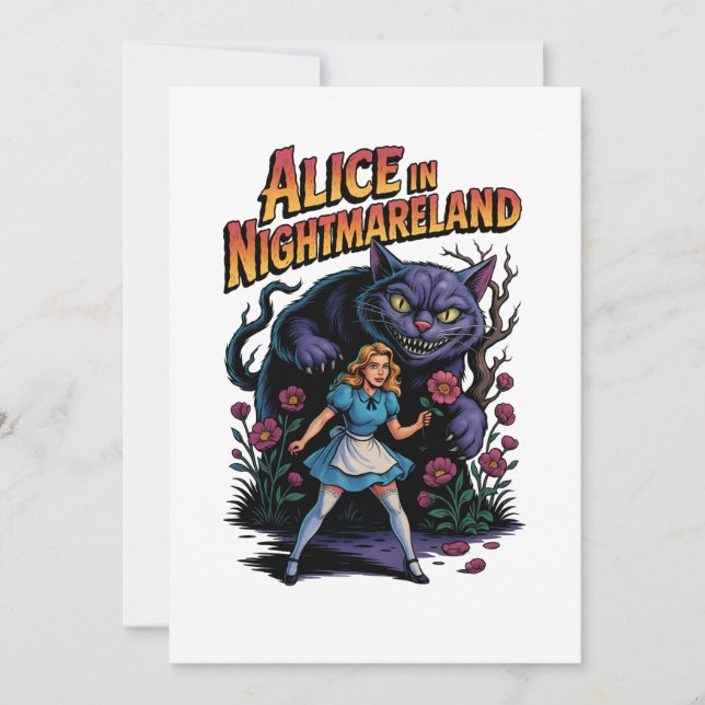 Invitation Alice in Nightmareland - Dessin noir (Devant)