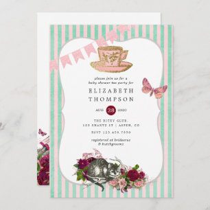 Invitation Alice In Wonderland Baby shower Tea Party