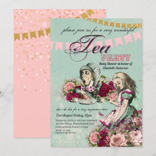 Invitation Alice In Wonderland BabyShower MadHatter Tea Party
