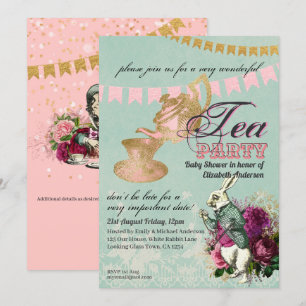 Invitation Alice In Wonderland BabyShower MadHatter Tea Party