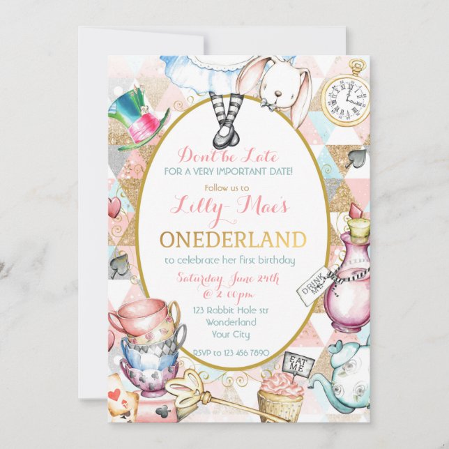 Invitation Alice In Wonderland Invitation, Premier Anniversai (Devant)