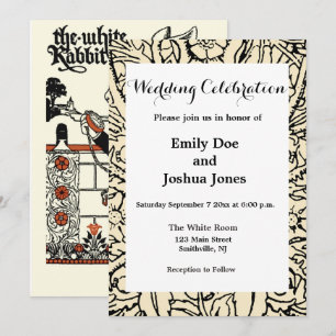 Invitation Alice Lapin Blanc Classique Wonderland 