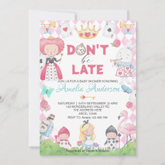 Invitation Alice lunaire dans le Baby shower des pays des mer