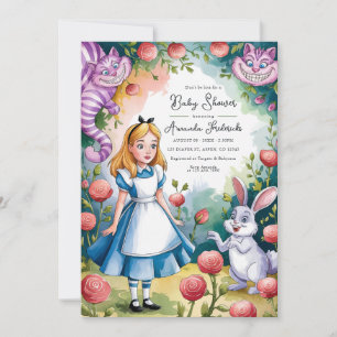Invitation Alice lunaire dans le Baby shower des pays des mer