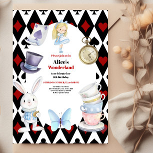 Invitation Alice magique au pays des merveilles Anniversaire