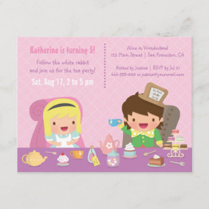 Invitation Alice mignonne en fête d'anniversaire de thé du