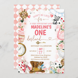 Invitation Alice Rose dans l'Onederland 1er anniversaire Invi