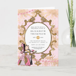 Invitation Alice rose et or au pays des merveilles