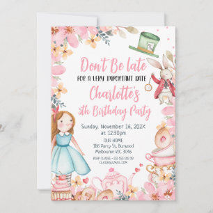 Invitation Alice Rose Florale Au Wonderlan Anniversaire
