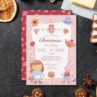 Invitation Alice rose mignonne au pays des merveilles Thé de