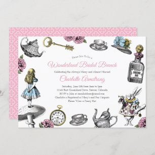 Invitation Alice vintage dans le brunch nuptiale du pays des