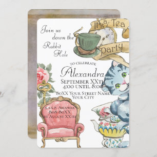 Invitation Alice Whimsical au Wonderland Tea Party