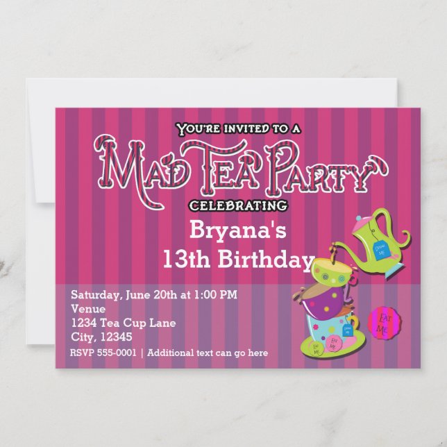 Invitation Alice Whimsical Wonderland MAD TEA PARTY Whimsical (Devant)