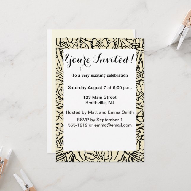 Invitation Alice White Rabbit Classic Wonderland (Devant/Arrière en situation)