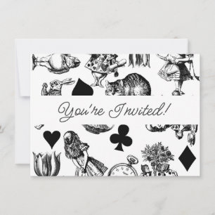 Invitation Alice White Rabbit Wonderland Classic