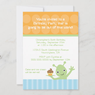 Invitation Alien avec l'invitation de la fête d'anniversaire