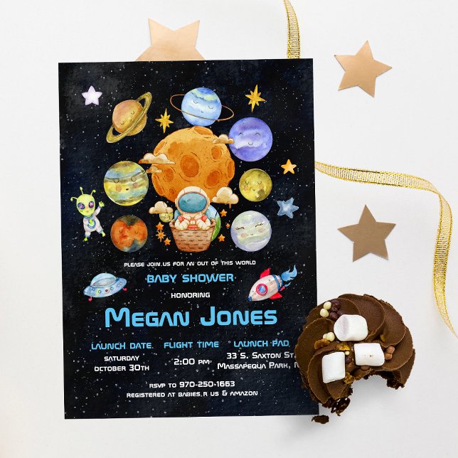 Invitation Alien de l'astronaute spatiale moderne | BABY SHOW (Créateur téléchargé)