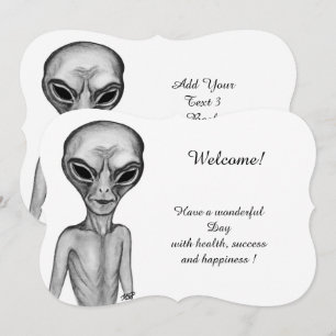 Invitation Alien gris, Ajouter votre texte