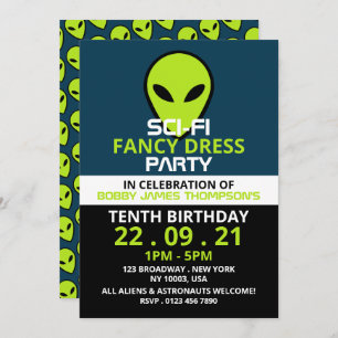 Invitation Alien Sci-fi Vert, Anniversaire
