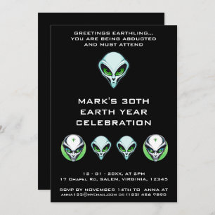 Invitation Alien UFO Abduction espace fête d'anniversaire