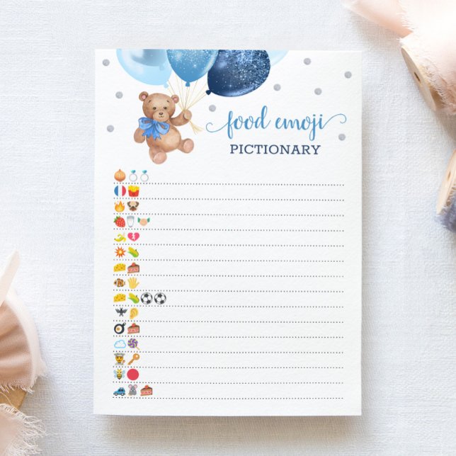 Invitation Alimentation Emoji jeu Pictures Blue Teddy Bear Ca (Créateur téléchargé)
