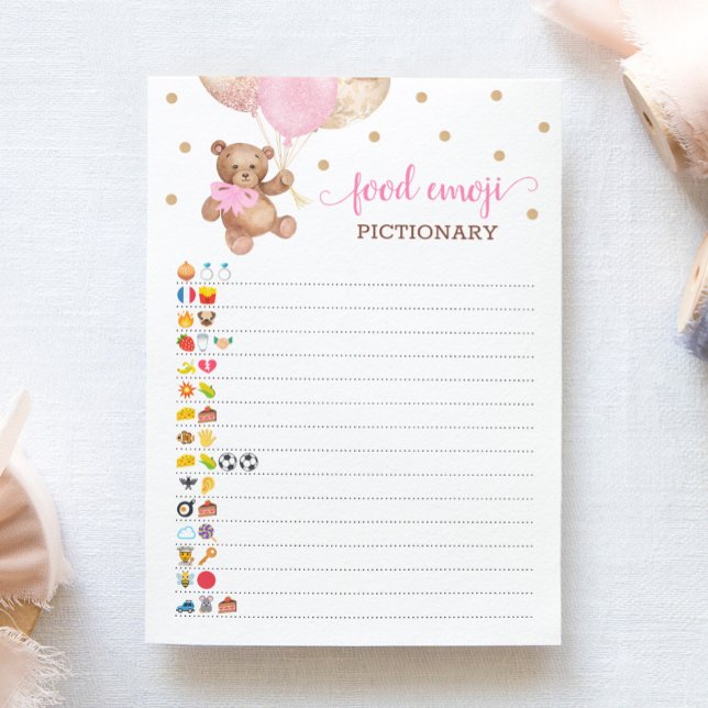 Invitation Alimentation Emoji jeu Pictures Pink Teddy Bear Ca (Créateur téléchargé)