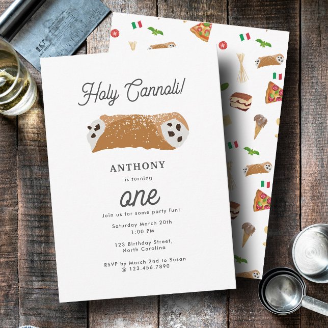 Invitation Alimentation italienne Pizza Pasta Saint Cannoli A (Italian Food Pizza Pasta Holy Cannoli Birthday Invitation)