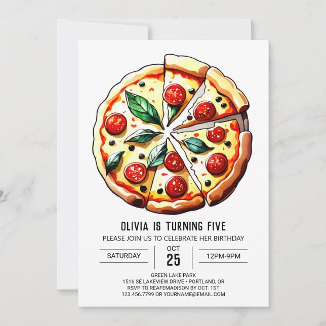 Invitation Alimentation Pizza Anniversaire (Devant)
