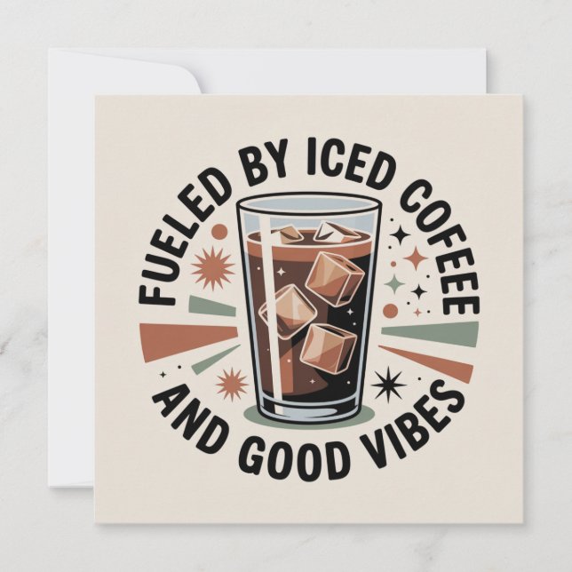 Invitation Alimenté par du café glacé et de bonnes vibrations (Devant)